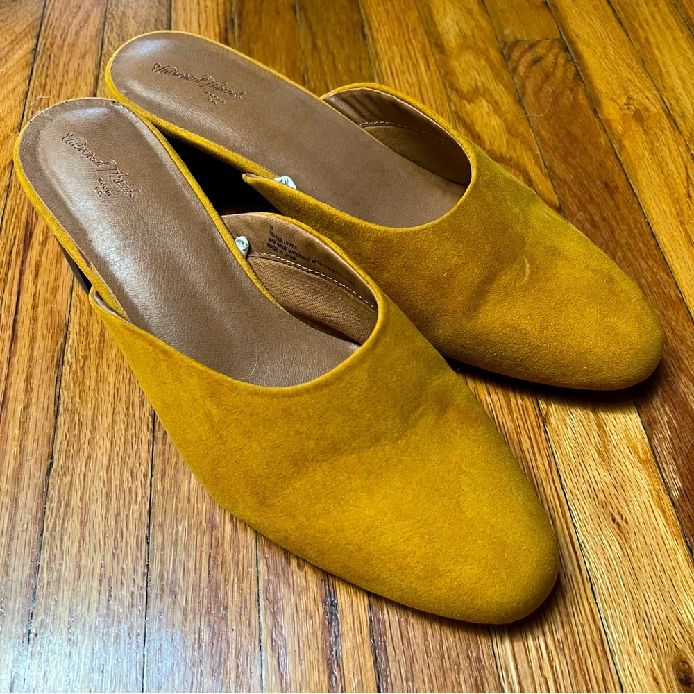 Suede Mules, Universal Thread for Target, Women’s Size 10, Gold Mustard Yellow